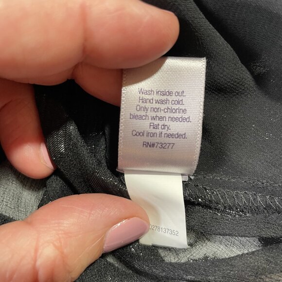 Jennifer Lopez Black Wrap Front Shimmer Sheer Polka Dot Blouse Size XL - Picture 14 of 15